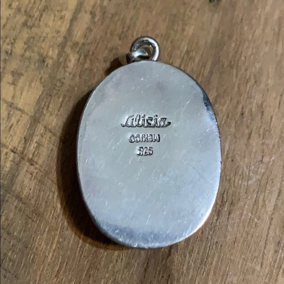 Vintage Sterling Silver Black Onyx & Tigers Eye Inlay Alicia Pendant - Picture 12 of 15